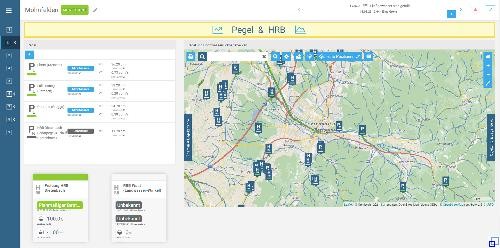 Ein FLIWAS-Cockpit mit einer Pegelübersicht. Ein FLIWAS-Cockpit mit einer Pegelübersicht.